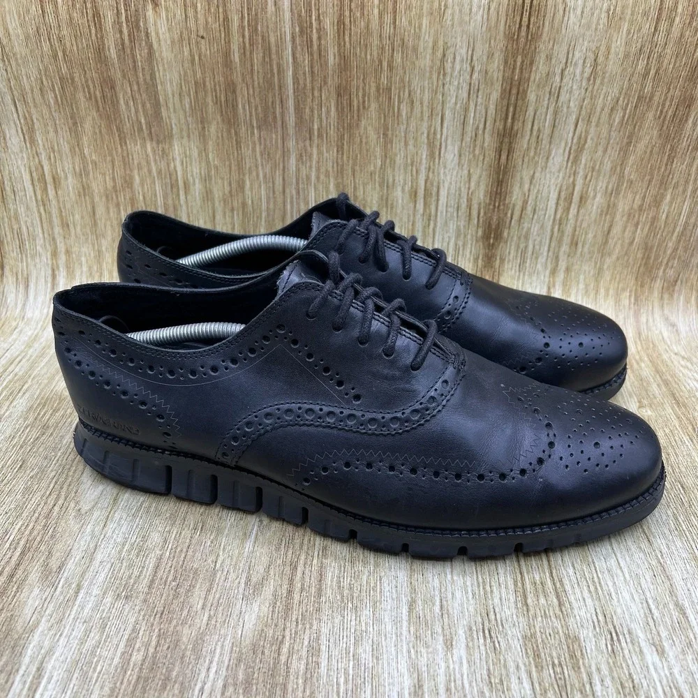 Cole Haan Zerogrand Wingtip Oxford Men's Size 12 W Black Leather Shoes C20719